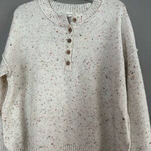 Blu Pepper Speckled Button-Front Sweater